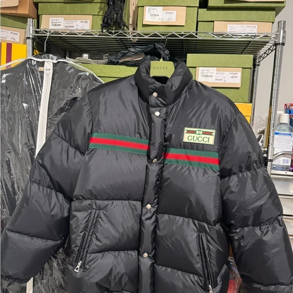 Gucci Black Jacket with Green and Red Accents